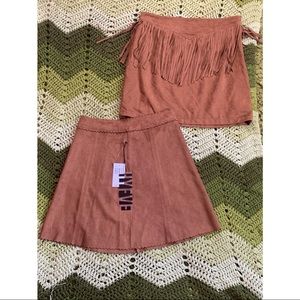 Suede mini skirts